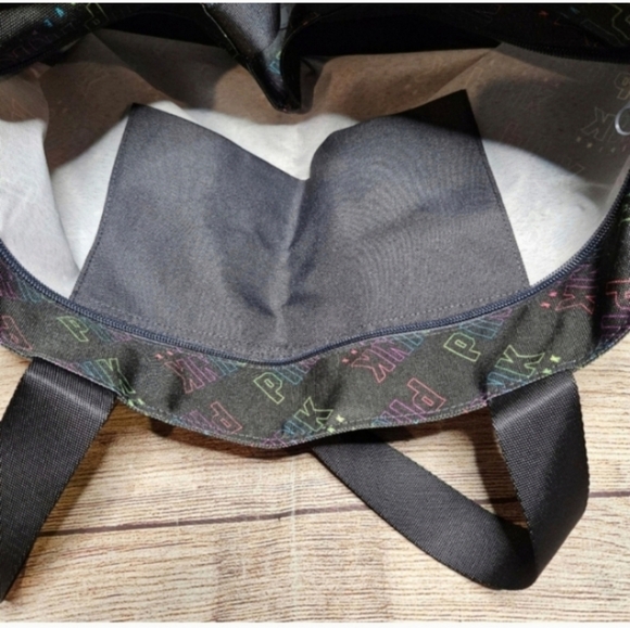 Victoria's secret PINK black rainbow ombre large weekender tote bag - Picture 6 of 9